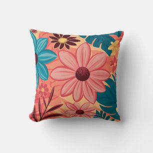 Cojín Decorativo Coloridas colisiones florales sobre fondo de tonos