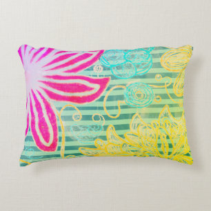 Cojín Decorativo Coloridas franjas tropicales y florines