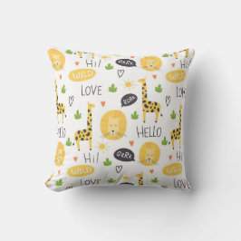 Cojín Decorativo Coloridas Girafas Y Palabras De Doodle