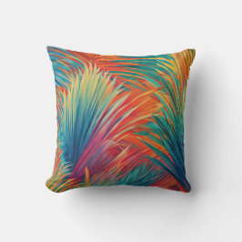 Cojín Decorativo Coloridas hojas tropicales de palmeras frentes mul