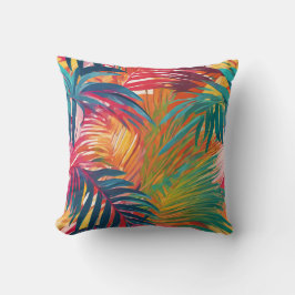 Cojín Decorativo Coloridas hojas tropicales multicolores palangrada