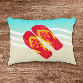 Cojín Decorativo Coloridas olas de playa de Verano Flip Flops Pillo