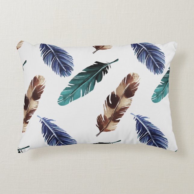 Cojín Decorativo Coloridas plumas textura tribal (Anverso)