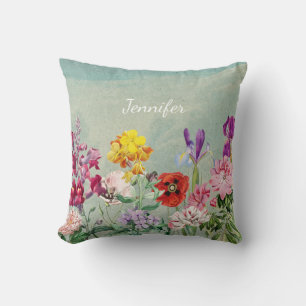 Cojín Decorativo Coloridas vintage floreciendo bellas flores silves