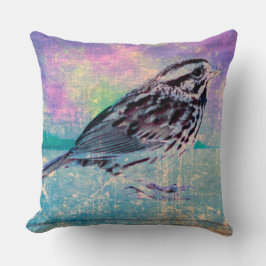 Cojín Decorativo Colorido Abstract Bird Art: Vibrant Songbird