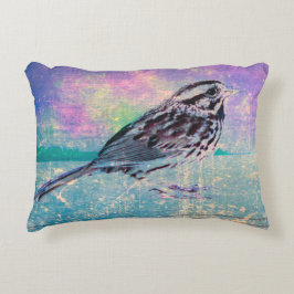 Cojín Decorativo Colorido Abstract Bird Art: Vibrant Songbird