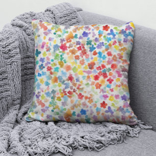 Cojín Decorativo Colorido acuarela Floral Patrón arcoiris