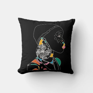 Cojín Decorativo Colorido arte de la línea Chica africana