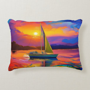 Cojín Decorativo Colorido barco de vela AI ART