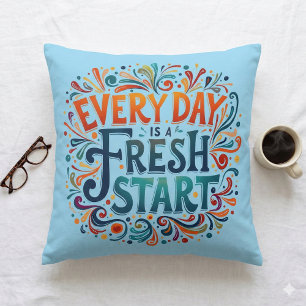 Cojín Decorativo Colorido "Cada Día es un Nuevo Comienzo" Motivacio