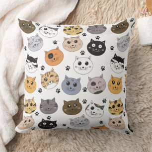 Cojín Decorativo Colorido Cute Funny Cats & Paw Pattern