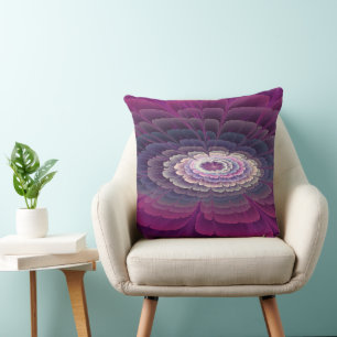 Cojín Decorativo Colorido Floral Abstracto Arte Fractal Rosa Impact