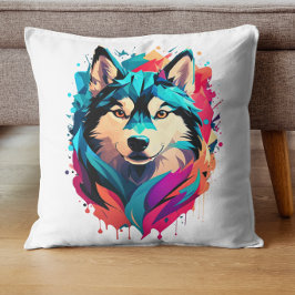 Cojín Decorativo Colorido Husky Dog Head Vibrant Husky Lovers