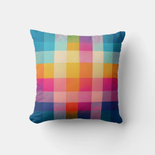 Cojín Decorativo Colorido Lindo Rosa Acuático Azul Amarillo de Cuad