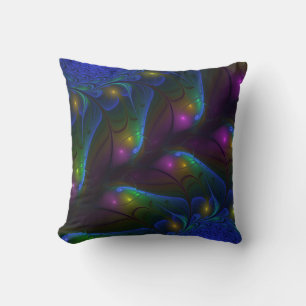 Cojín Decorativo Colorido Luminoso Abstracto Moderno Trippy Fractal