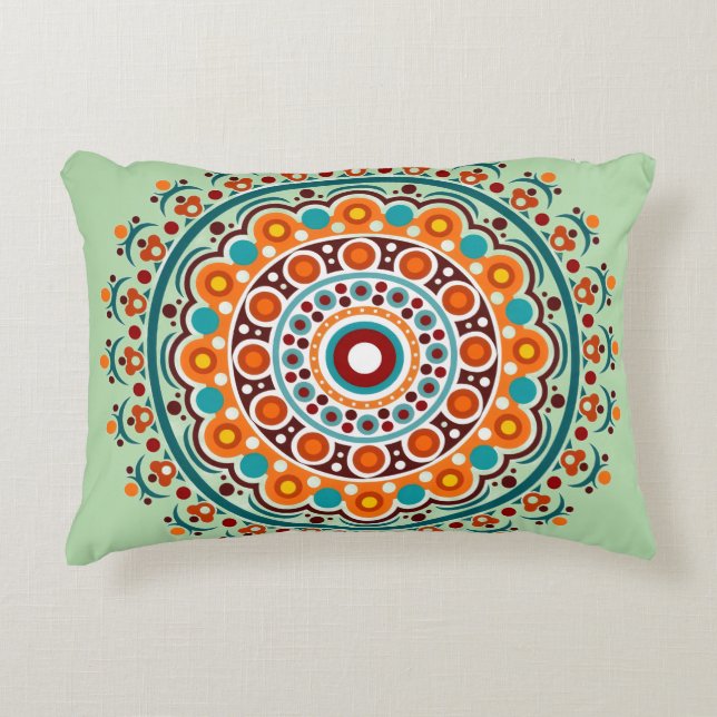 Cojín Decorativo Colorido Mandala Indio (Anverso)
