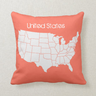 Cojín Decorativo Colorido mapa de Estados Unidos