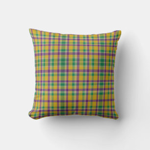 Cojín Decorativo Colorido Mardi Gras gingham con estampado