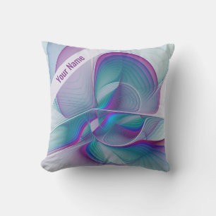 Cojín Decorativo Colorido nombre fractal azul turquesa rosa moderno