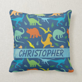 Cojín Decorativo Colorido patrón de dinosaurios para personalizar