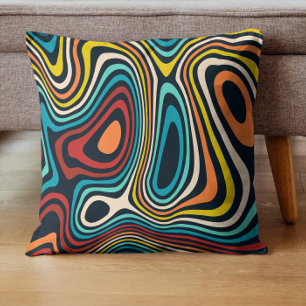 Cojín Decorativo Colorido patrón de líneas onduladas de groovía de 