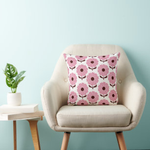 Cojín Decorativo Colorido patrón floral rosado retro polvoriento
