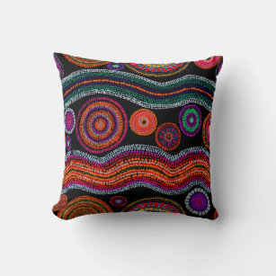 Cojín Decorativo Colorido patrón tribal de arte de dot australiano 