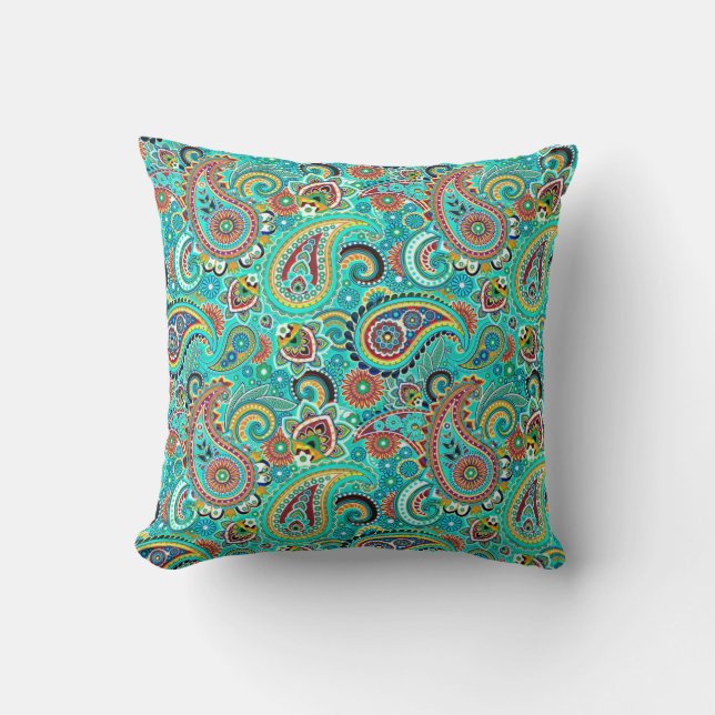 Cojín Decorativo Colorido Retro Paisley (Anverso)