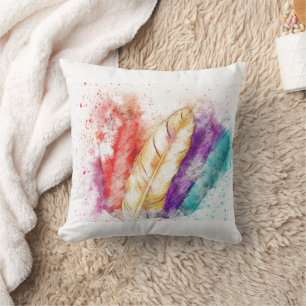 Cojín Decorativo Colorido vibrante pluma creativa chispas de fogosi