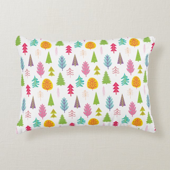 Cojín Decorativo Coloridos Árboles de Navidad (Anverso)