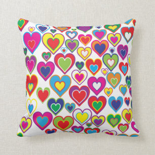 Cojín Decorativo Coloridos corazones de arco iris dinámicos en el 