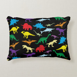 Cojín Decorativo Coloridos Dinosaurios Patrón de acuarela para niño