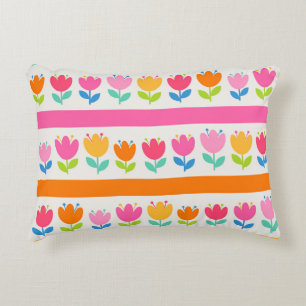 Cojín Decorativo Coloridos tulipanes dibujados a mano sin soldadura