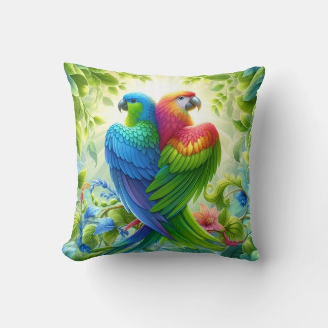 Cojín Decorativo Colourful bird Throw Cushion (Anverso)