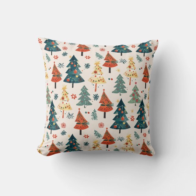 Cojín Decorativo Colourful Christmas Pine Trees Seamless Pattern (Anverso)