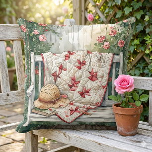 Cojín Decorativo Columpio de rosa vintage con encanto de edredón