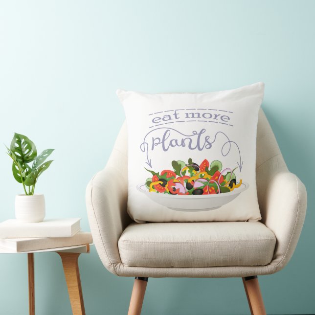 Cojín Decorativo Coma más plantas con letras de motivación de ensal (Silla)