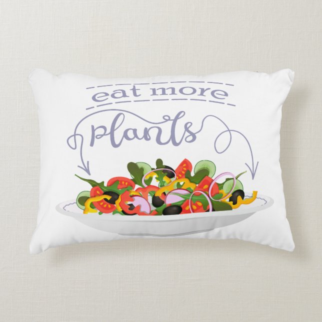 Cojín Decorativo Coma más plantas con letras de motivación de ensal (Anverso)