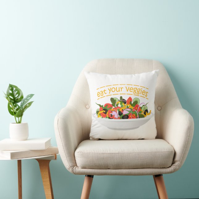 Cojín Decorativo Coma tus verduras Cita cuenco de ensaladas frescas (Silla)