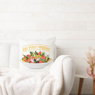 Cojín Decorativo Coma tus verduras Cita cuenco de ensaladas frescas