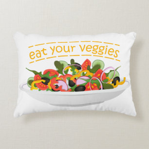 Cojín Decorativo Coma tus verduras Cita cuenco de ensaladas frescas