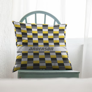 Cojín Decorativo Combinación de colores amarillo, negro y gris