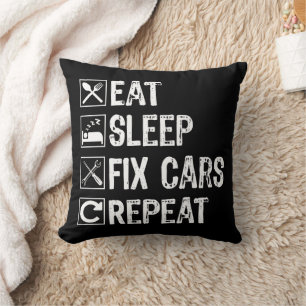 Cojín Decorativo Come Dormir Arreglar Coches Repetir Funny Mechanic