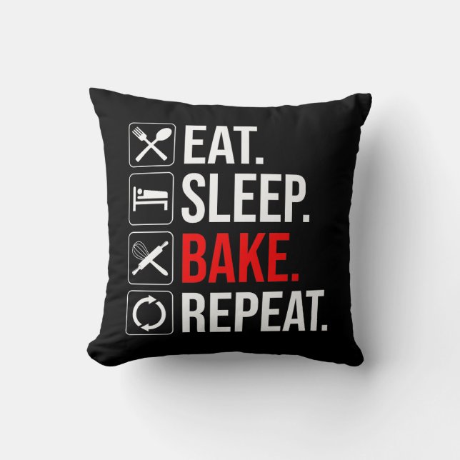 Cojín Decorativo Come. Duerme. Bake. Repite (Anverso)