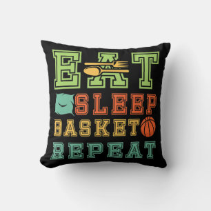 Cojín Decorativo Come. Duerme. Pelota de baloncesto. Repite. Jóvene