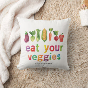 Cojín Decorativo Come Verduras Colores de Arcoíris Niño Saludable