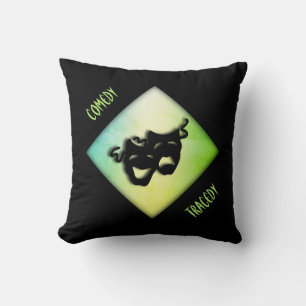 Cojín Decorativo Comedia divertida y máscaras de teatro de tragedia