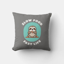 Cojín Decorativo Comer bien Kawaii Sloth Gray