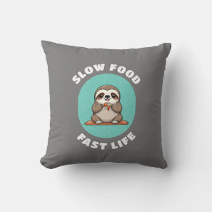 Cojín Decorativo Comer bien Kawaii Sloth Gray