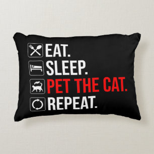 Cojín Decorativo Comer. Dormir. Acariciar al gato. Repetir